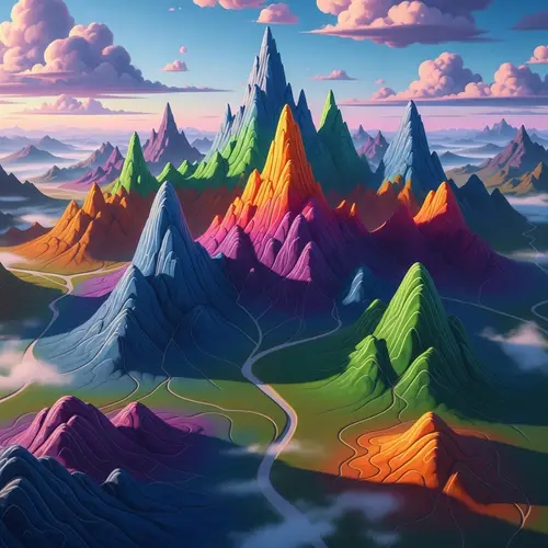 Majestic Mountain Range | Vibrant & Surreal Colors