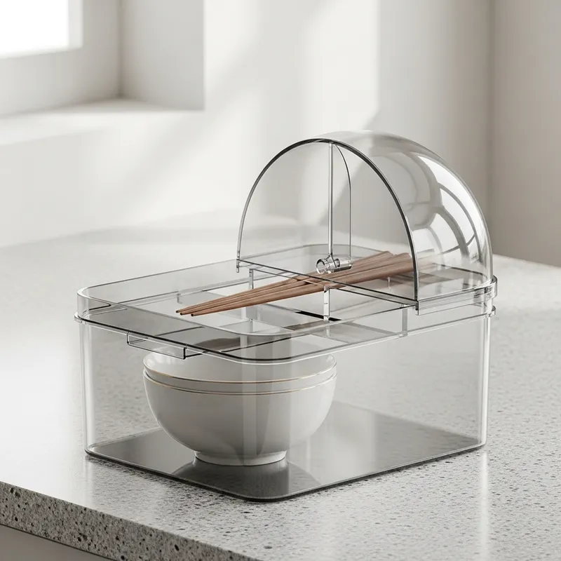 Transparent Bowl and Chopsticks Storage Box