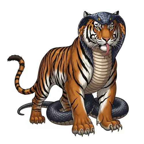 Tiger-Cobra Hybrid: Majestic Predator Fusion