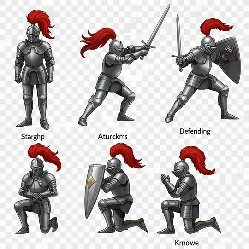 Knight Sprite Sheet with Various Poses