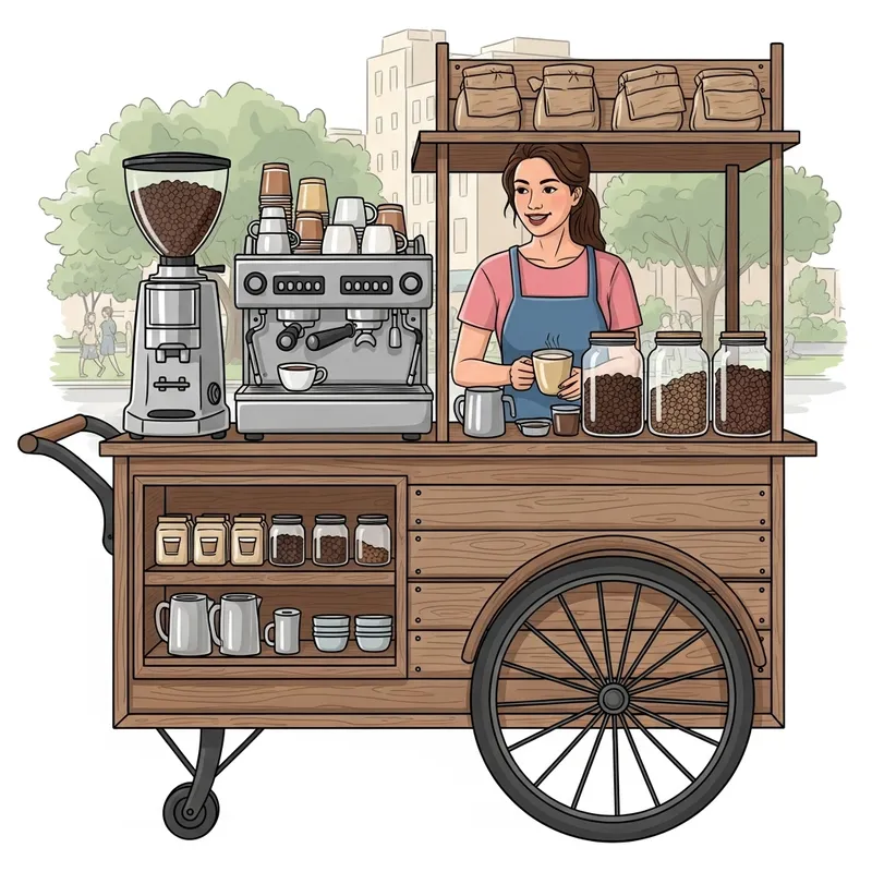 Rustic Coffee Cart Sketch for Warp Design Rustic Coffee Cart Sketch for Warp Design