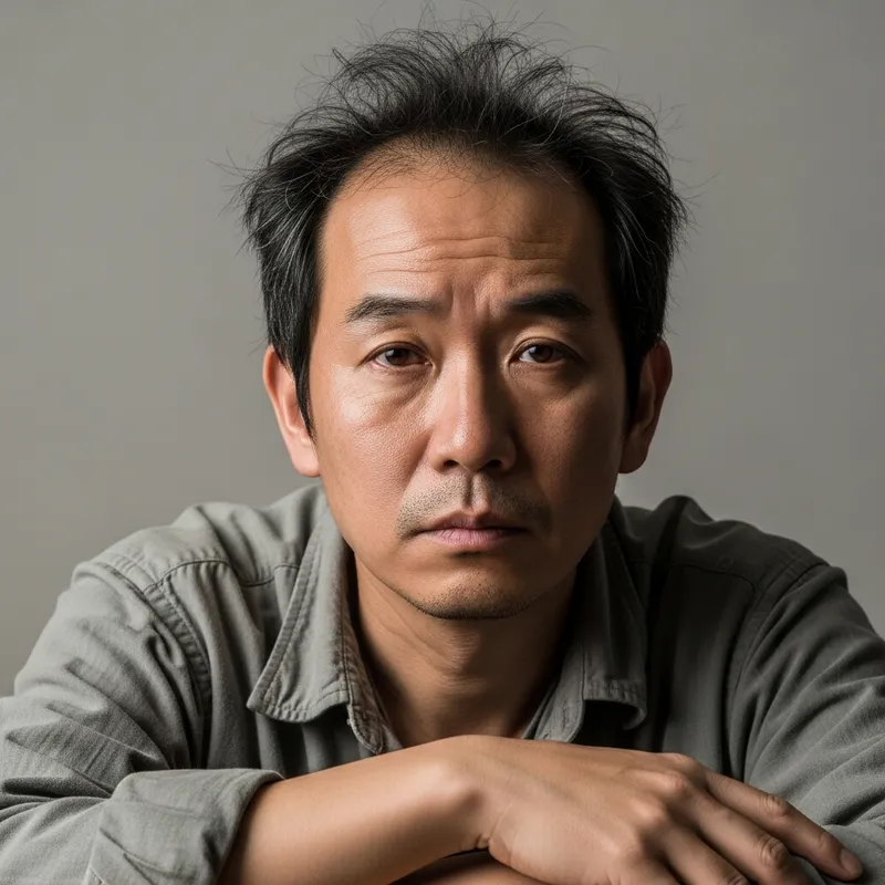 Average-Looking Middle-Aged East Asian Man | Casual Appearance & Fatigue