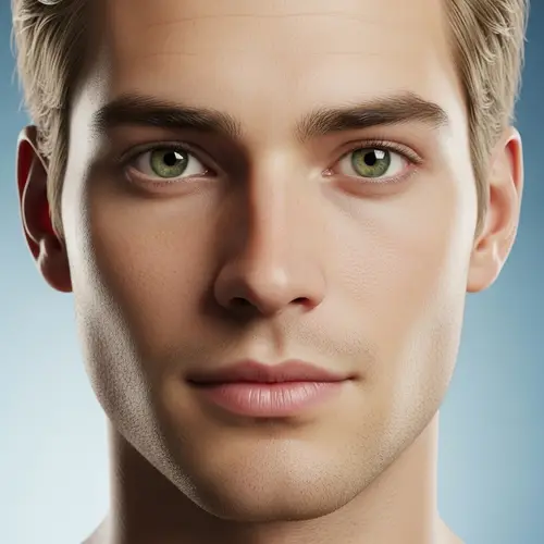Expressive Green Eyes: Portrait of a Caucasian Man