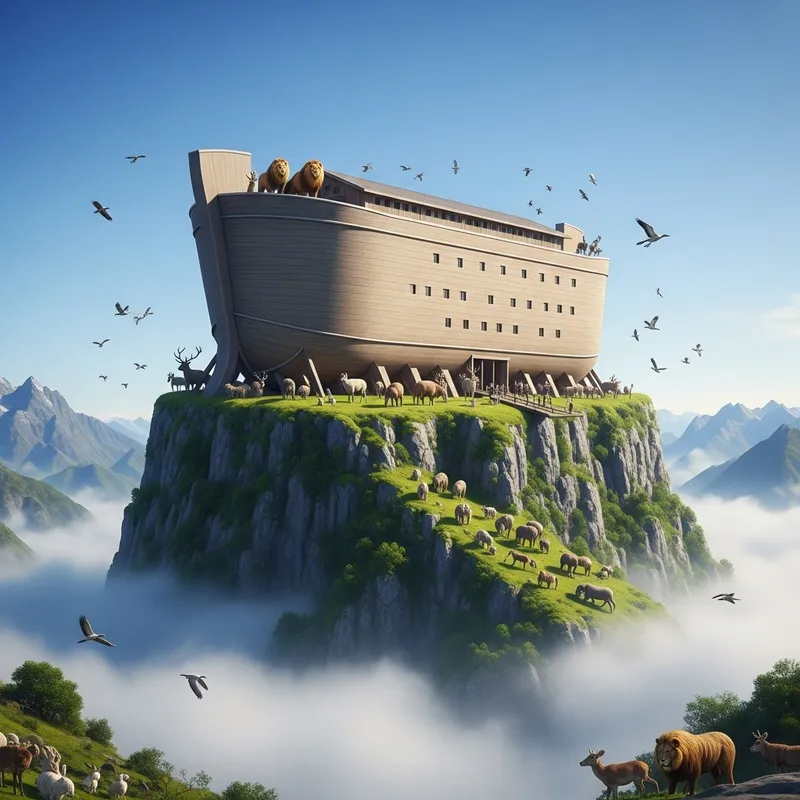 Noah's Ark on Mountain: A Majestic Biblical Tale
