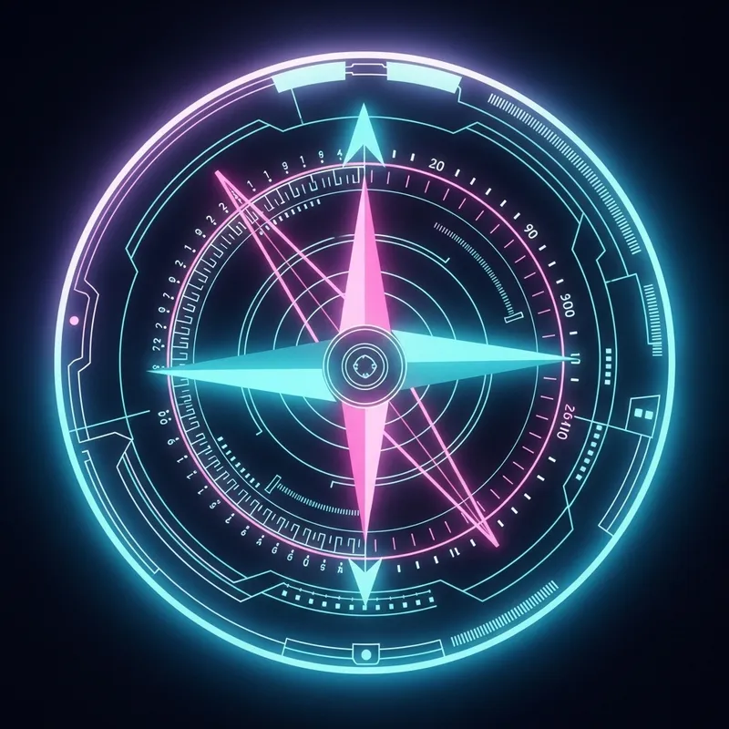 Futuristic Quantum Compass | Neon Colors, Glowing Light