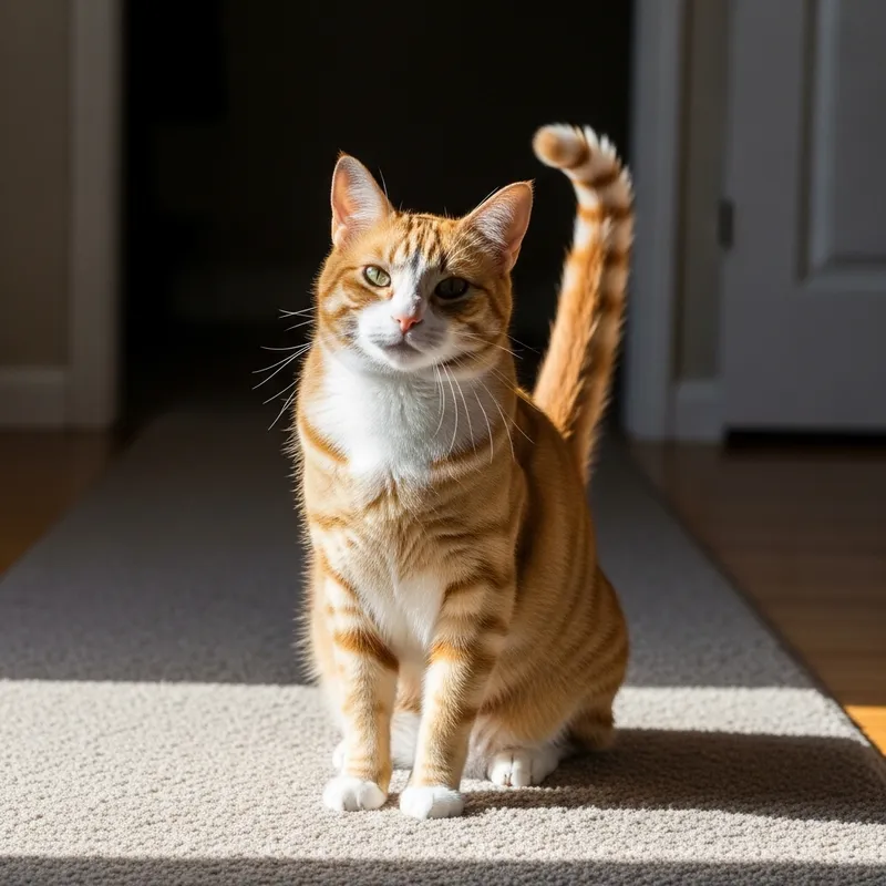 Adorable Orange and White Cat on Plush Carpet