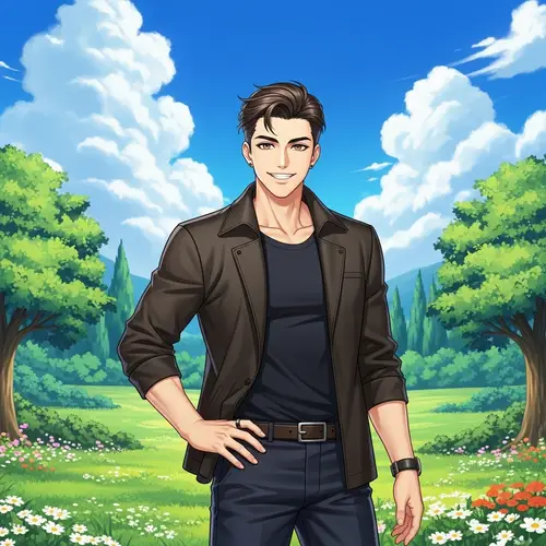 Confident Individual in Serene Landscape | Artistic Depiction