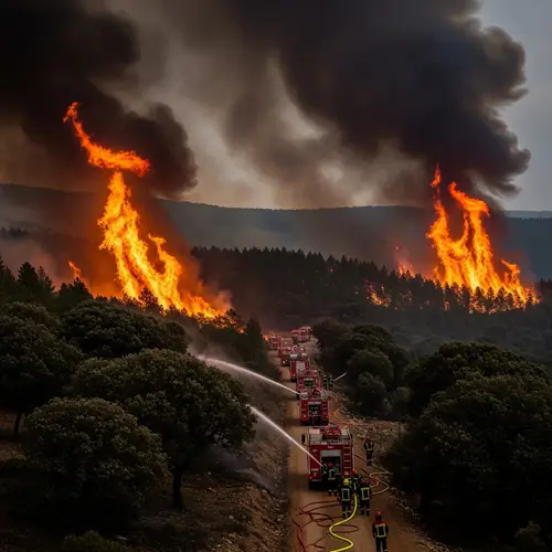Dramatic Forest Fire in Algeria - Fiery Battle Against Nature