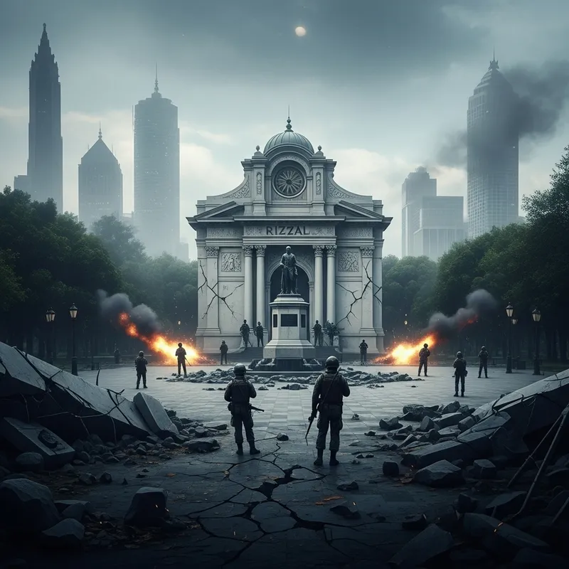 Rizal Park Warzone: Soldiers in Post-Apocalyptic Scene Rizal Park Warzone: Soldiers in Post-Apocalyptic Scene