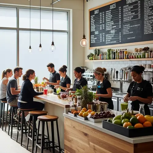 Vibrant Juice Bar in a Bustling City | Freshly Squeezed Juices