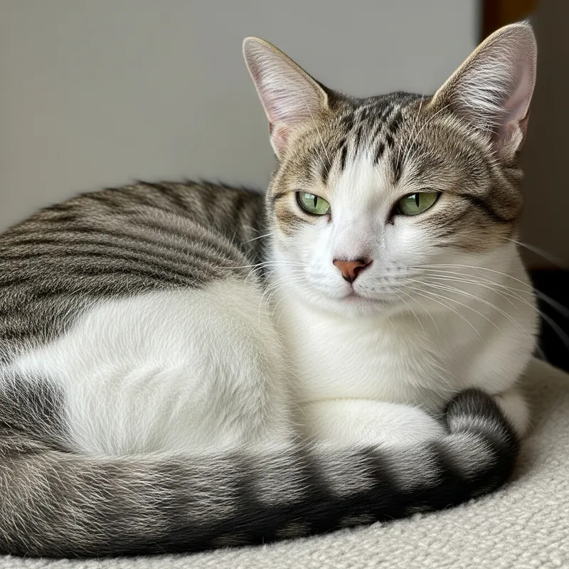 Beautiful Short Fur Cat with Green Eyes