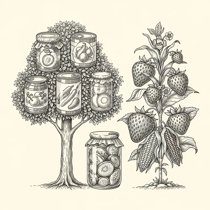 Unique GMO Products: Tree with Modified Fruits Drawing