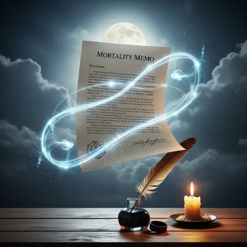 Mortality Memo: Ethereal Document Illuminated by Moonlight