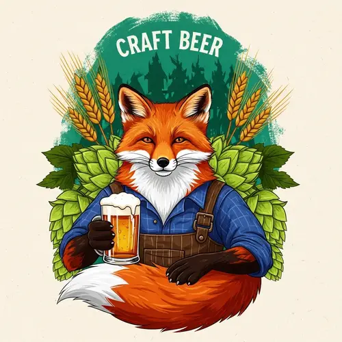 Craft Beer Illustration Featuring Beer-Drinking Fox