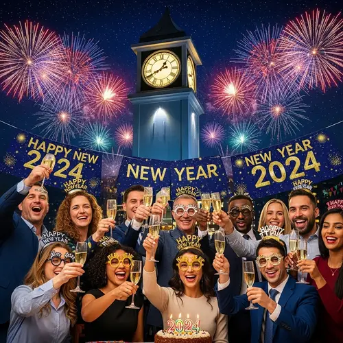 Celebrate New Year 2024 with Festive Fireworks & Cheers