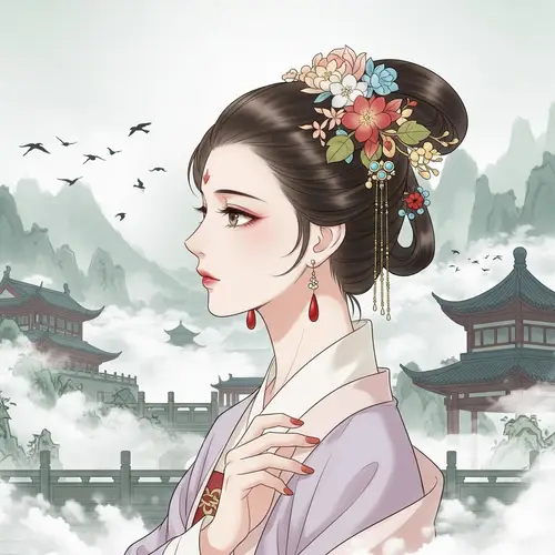 Tranquil Woman in Traditional Garb | Chinese Style Illustration