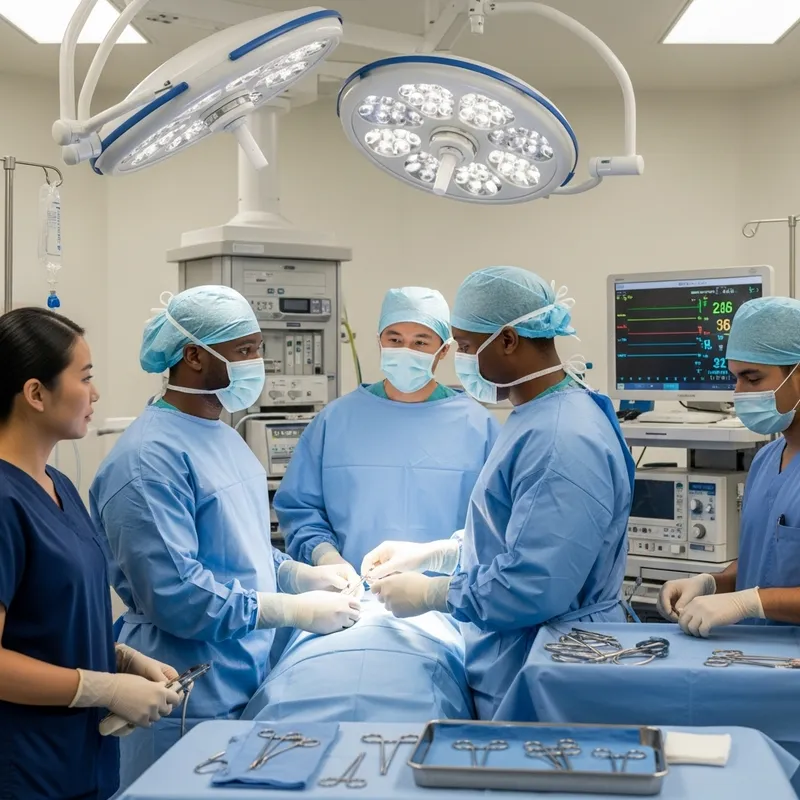 Diverse Medical Team in Operating Room - Professional Surgery Scene Diverse Medical Team in Operating Room - Professional Surgery Scene
