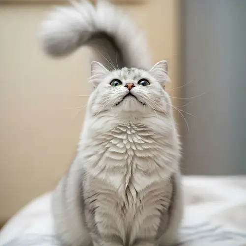 Cheerful and Delightful Cat with Shimmering Coat and Joyful Eyes