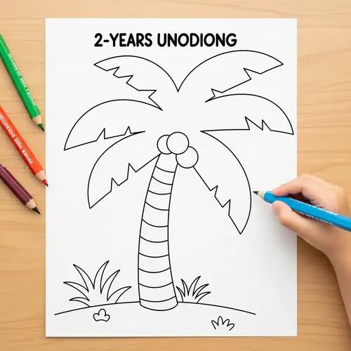 Simple Palm Tree Coloring Page for 2-Year-Olds