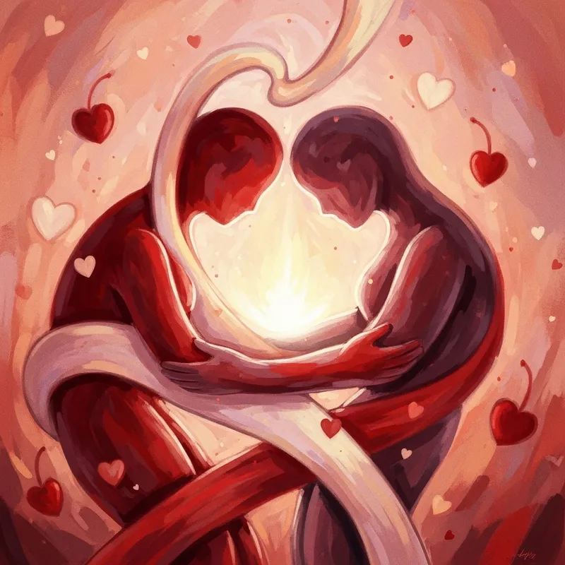 Abstract Love Art in Warm Colors
