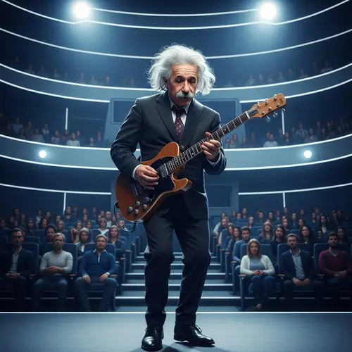 Einstein Rocks: Electric Guitar Performance in Futuristic Space
