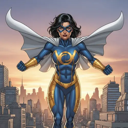 Dynamic Female Superhero | South Asian Woman with Vibrant Costume