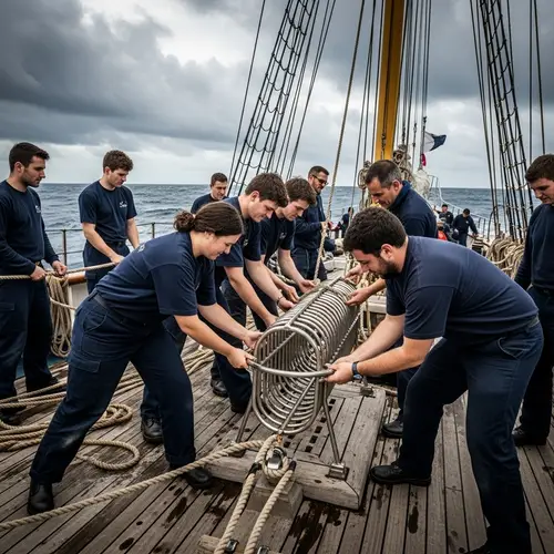 Diverse Group of Sailors Working Aboard Ship | Ocean Elements