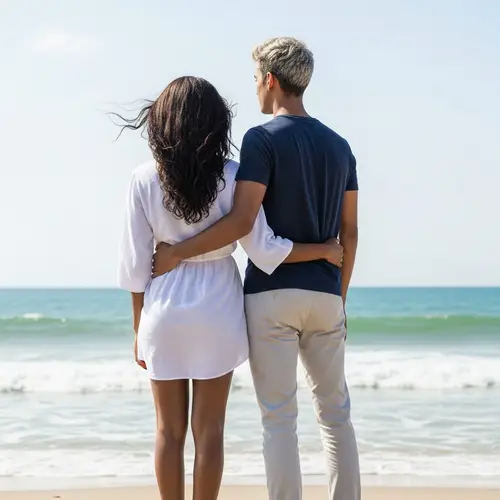 Seaside Couple Enjoying the View | Beach Romance Photo