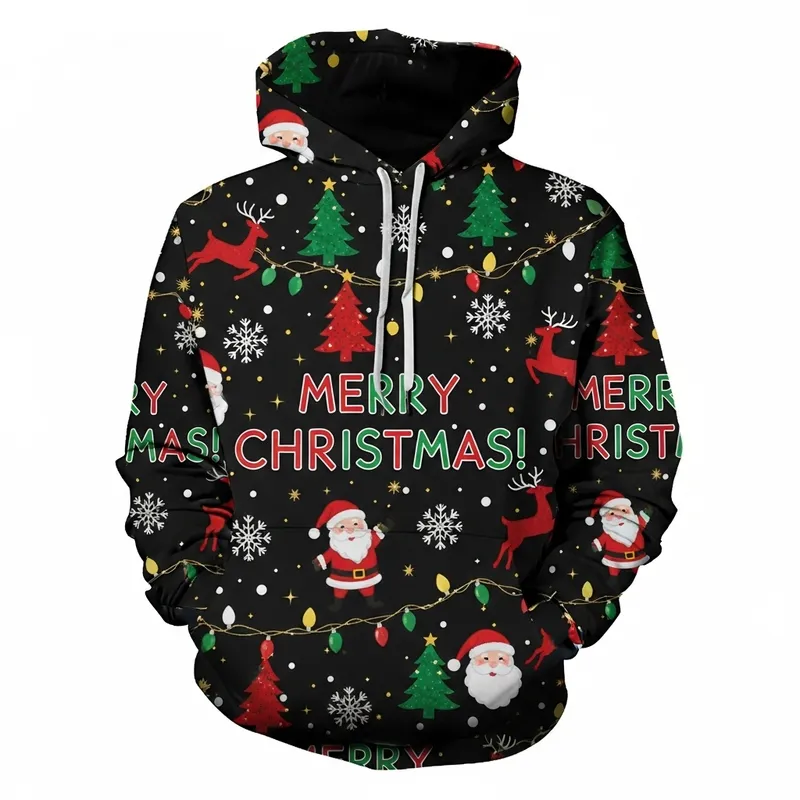 Christmas Hoodie Design with Festive Red, Green & Gold Elements