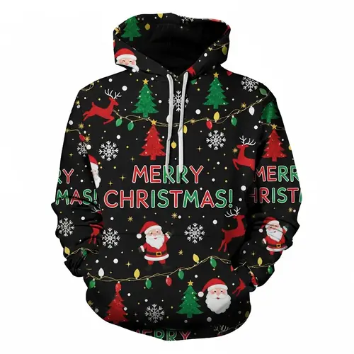 Festive Christmas Hoodie Design with Red, Green & Gold Elements