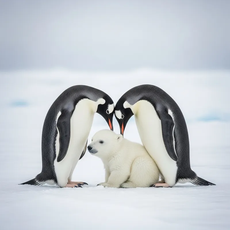 Penguins and Polar Bear: Unlikely Wildlife Bond