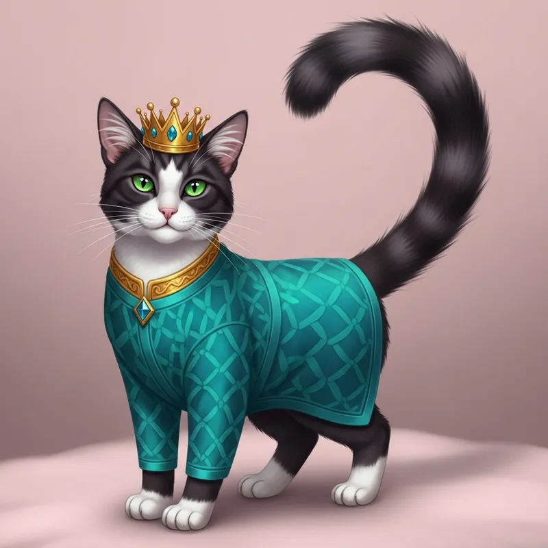 Cat Queen | Graceful Feline Royalty with Emerald Eyes