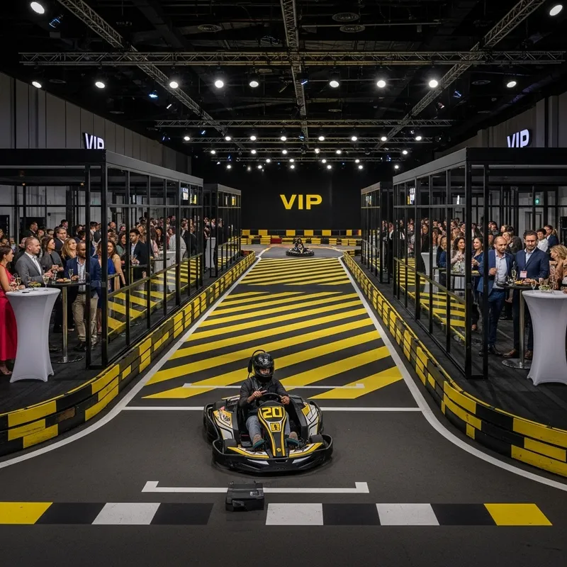 Indoor Electric Go-Kart Circuit with VIP Booths and Champagne Service