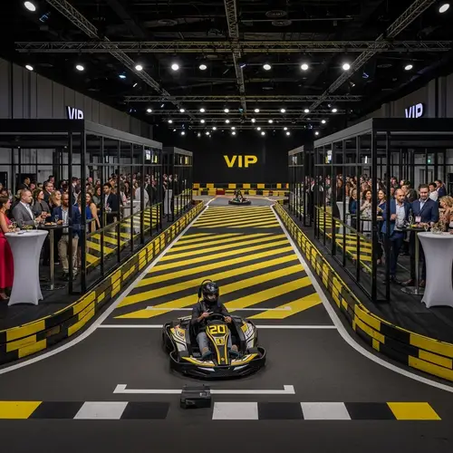 Electric Go-Kart Track with VIP Booths | Indoor Conference Hall