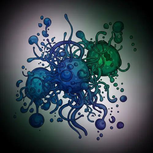 Finj - Abstract Image with Complex Shapes and Cool Colors