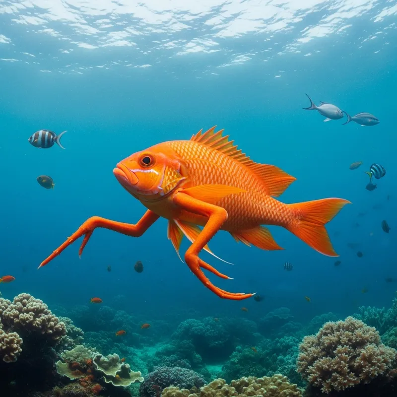 Rare Fish with Curved Legs in Ocean Depths