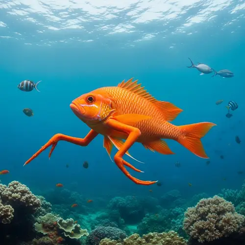 Unique Fish with Crooked Legs in Ocean Depths
