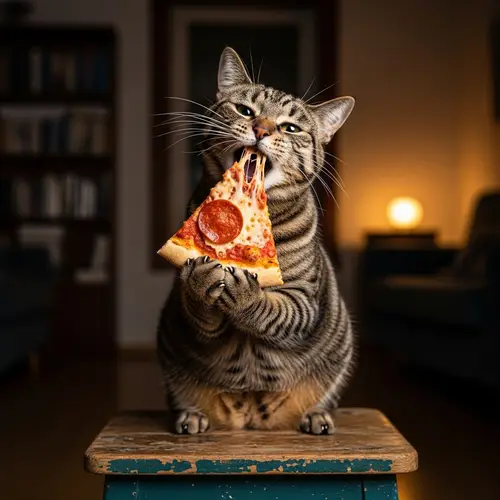 Funny Cat Eating Pizza: Enjoying a Slice