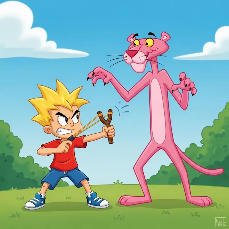 Bart Simpson Fighting Pink Panther: Intense Playtime Showdown Bart Simpson Fighting Pink Panther: Intense Playtime Showdown