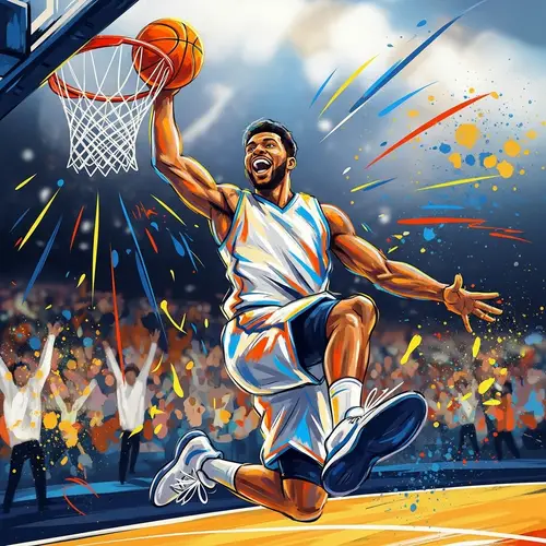 Vibrant Basketball Art: Energetic Player in Action