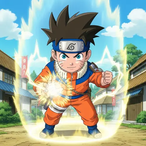 Vintage Japanese Animation Character with Spiky Hair