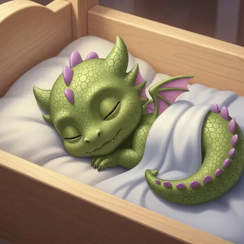 Cute Newborn Spike Dragon Sleeping in Cradle | My Little Pony