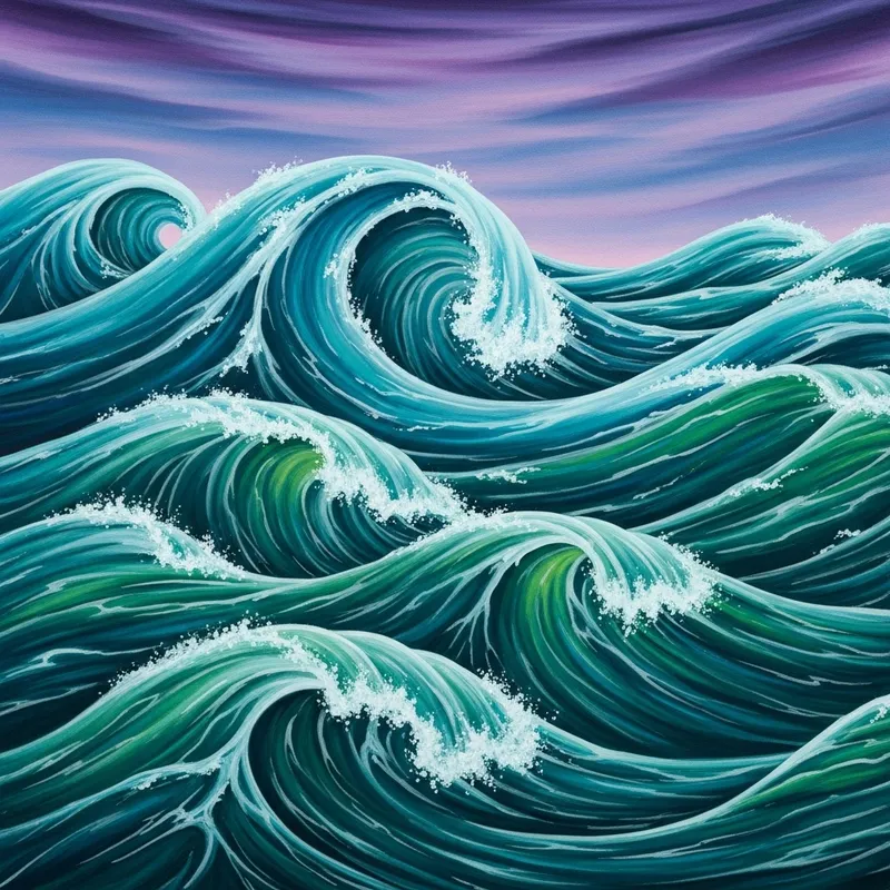 Abstract Ocean Waves: Colorful Patterns in Motion