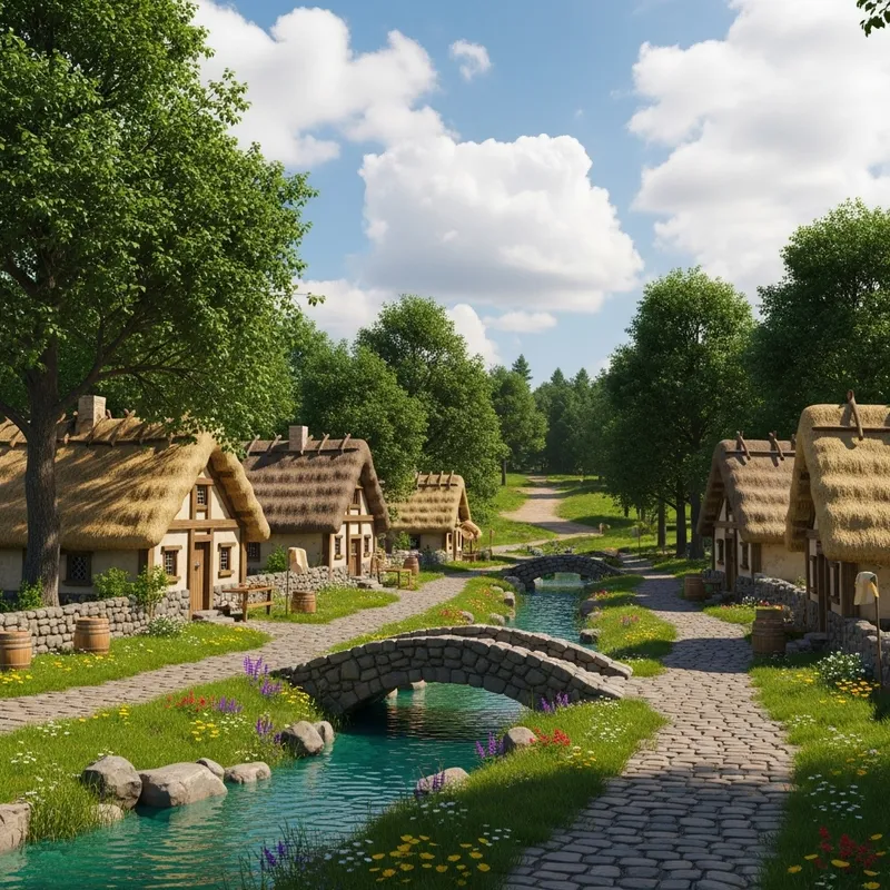 Tranquil Village Surrounded by Lush Meadows | Idyllic Rural Charm