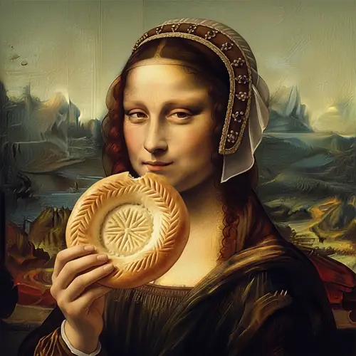 16th Century Italian Woman Holding Uzbek Non Bread
