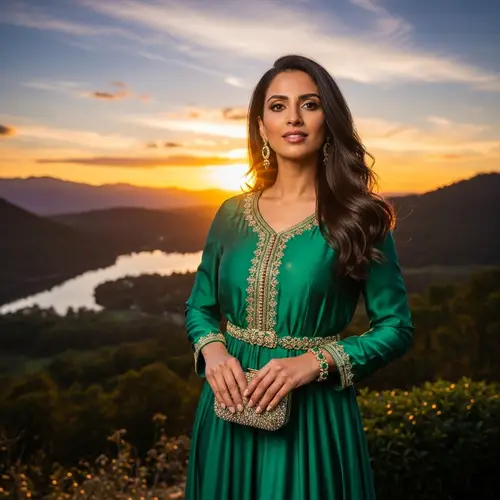 Attractive Confident South Asian Woman in Scenic Beauty