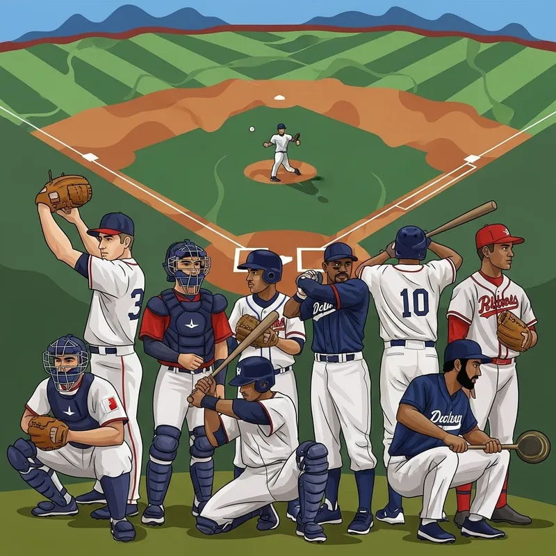 Abstract Baseball Team Art | Unique Players and Field Abstract Baseball Team Art | Unique Players and Field
