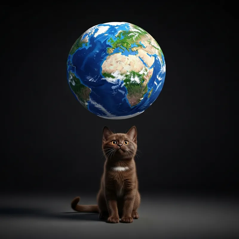 Adorable Cat Holding Earth: A Feline Wonder