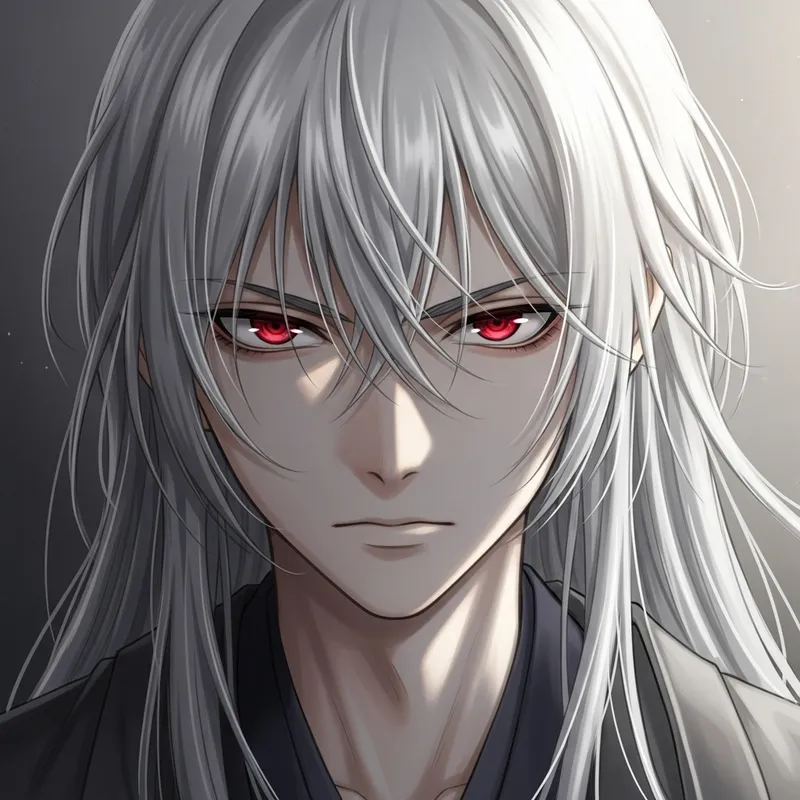 Captivating Anime Boy with Piercing Red Eyes - Enigmatic Aura Explored