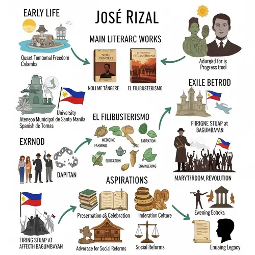 Jose Rizal Life & Achievements: Visual Mind Map